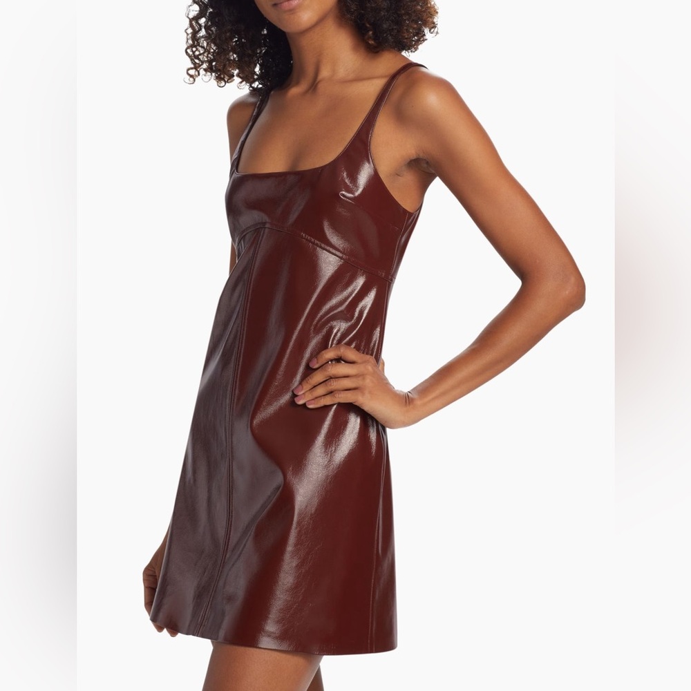 Kris Faux Patent Leather Mini Dress by Amanda Uprichard